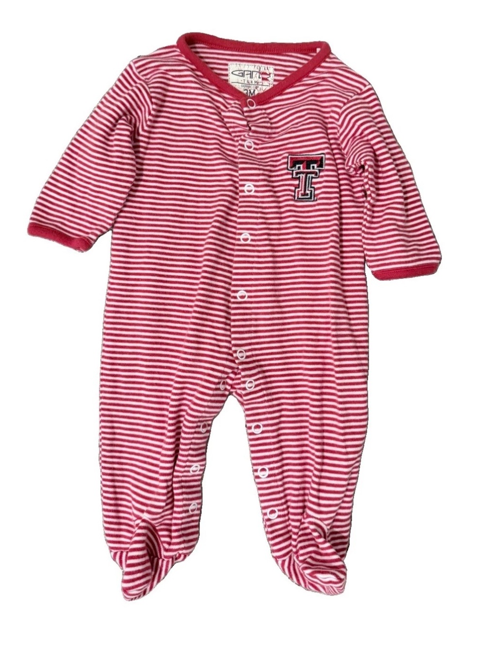 Texas Tech Red Raiders Baby Toddler 3 Month Ted White Footie Bodysuit Unisex EUC